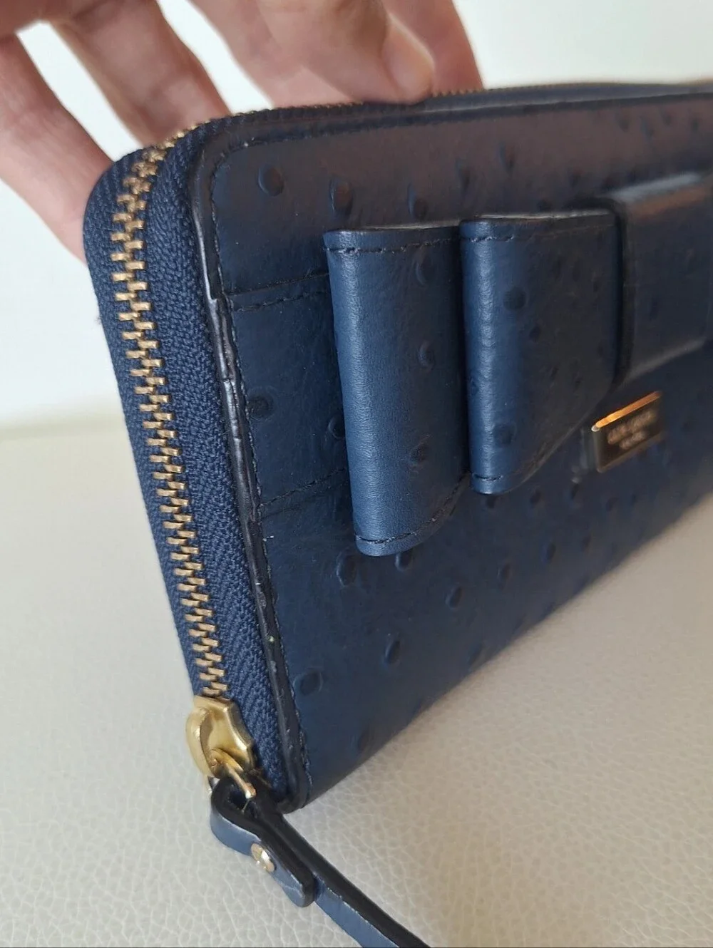 Kate Spade Navy Blue Leather Long Wallet EUC